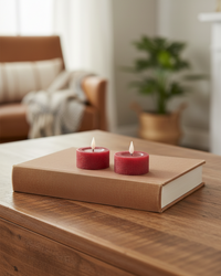 Ridged Red Large Tealights LED Candle Set of 2