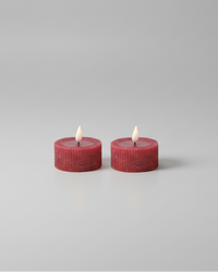 Ridged Red Large Tealights LED Candle Set of 2