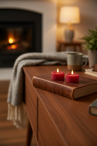 Ridged Red Large Tealights LED Candle Set of 2