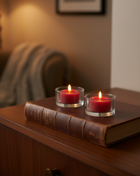 Ridged Red Large Tealights LED Candle Set of 2