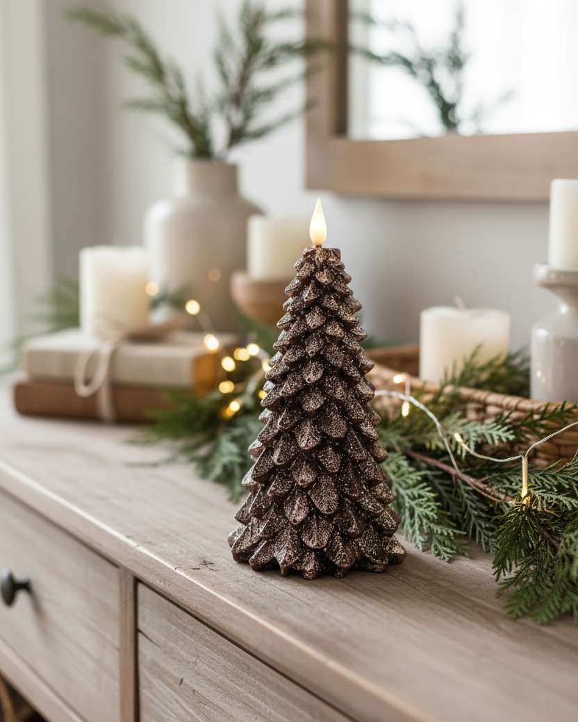 Bronze LED Christmas Tree Candle