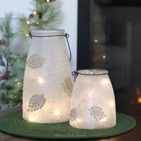 Frosted Glass Holiday Pinecone Lantern