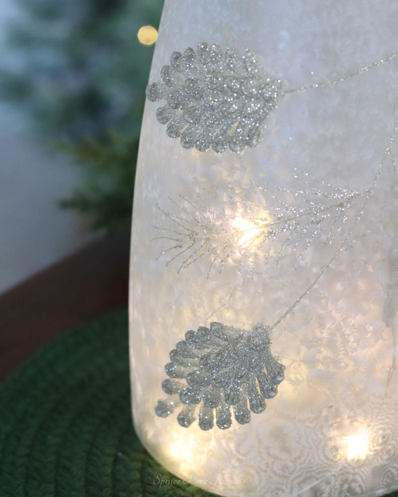 Frosted Glass Holiday Pinecone Lantern