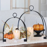 Distressed Wood Bottom and Metal Open Lantern Rectangular