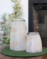 Frosted Glass Holiday Pinecone Lantern