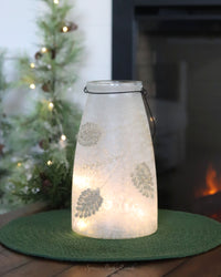 Frosted Glass Holiday Pinecone Lantern
