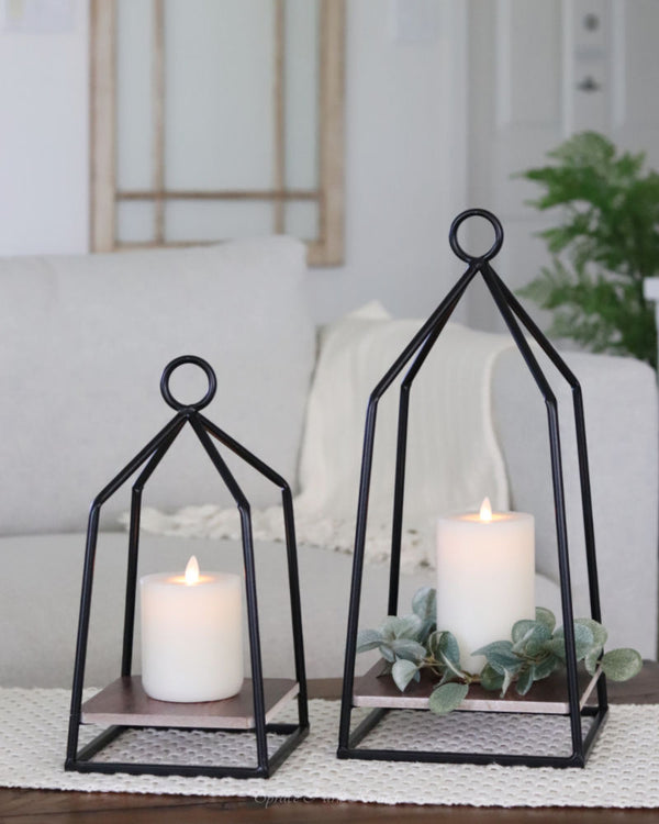 Black Iron Frame Open Lantern