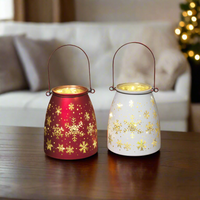 Lighted Glass Snowflake Design Lantern