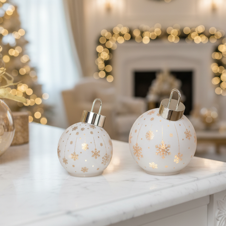 Light Up Laser Etched Glass Tabletop Ornament White