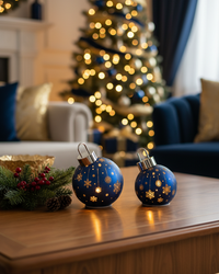 Light Up Laser Etched Glass Tabletop Ornament Navy