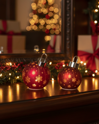Light Up Laser Etched Glass Tabletop Ornament Red
