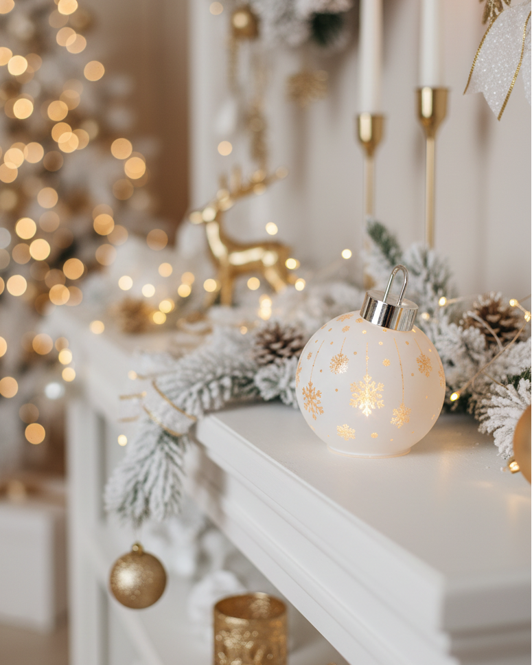 Light Up Laser Etched Glass Tabletop Ornament White