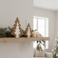 Layered Wood and White Enamel Tree