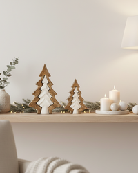 Layered Wood and White Enamel Tree