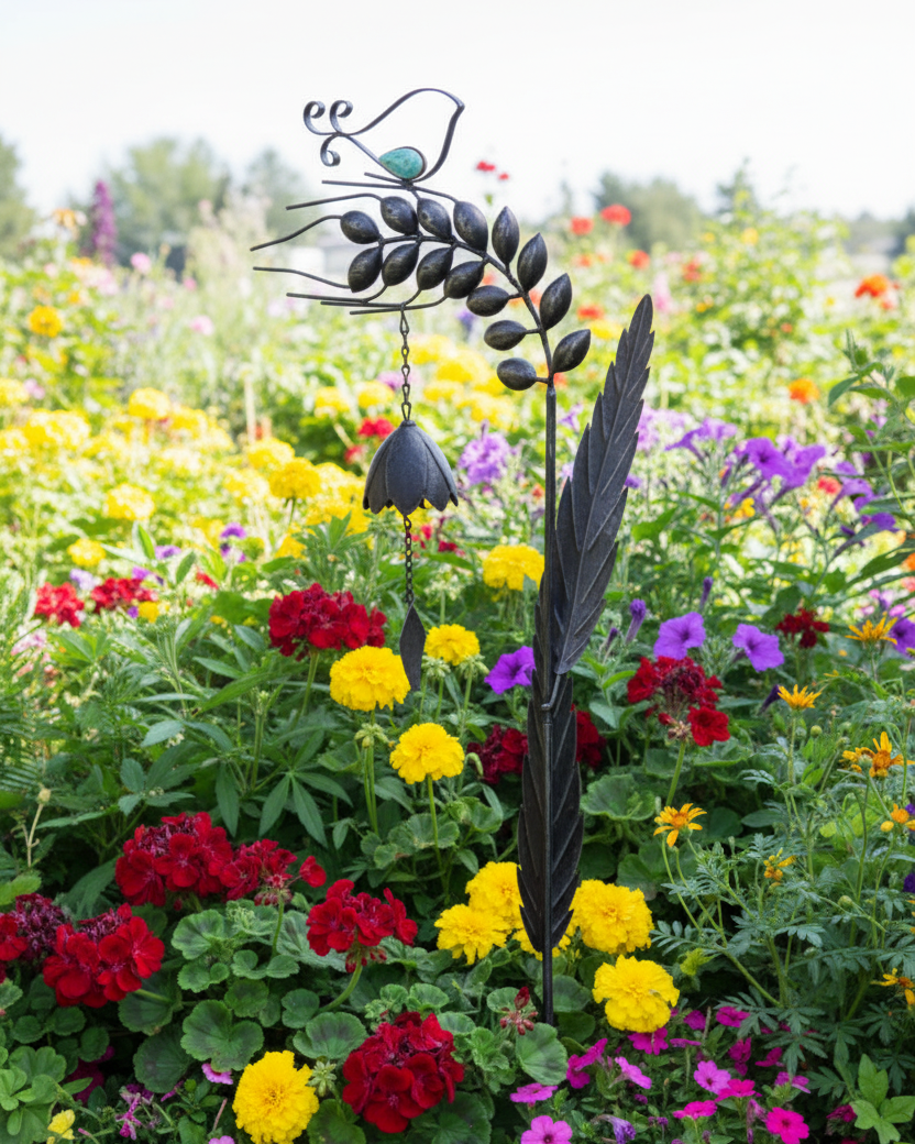 Leaf Garden Stake With Bell