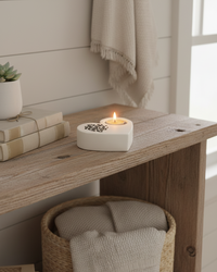 Lets Get Cozy Heart Tealight Holder Tan