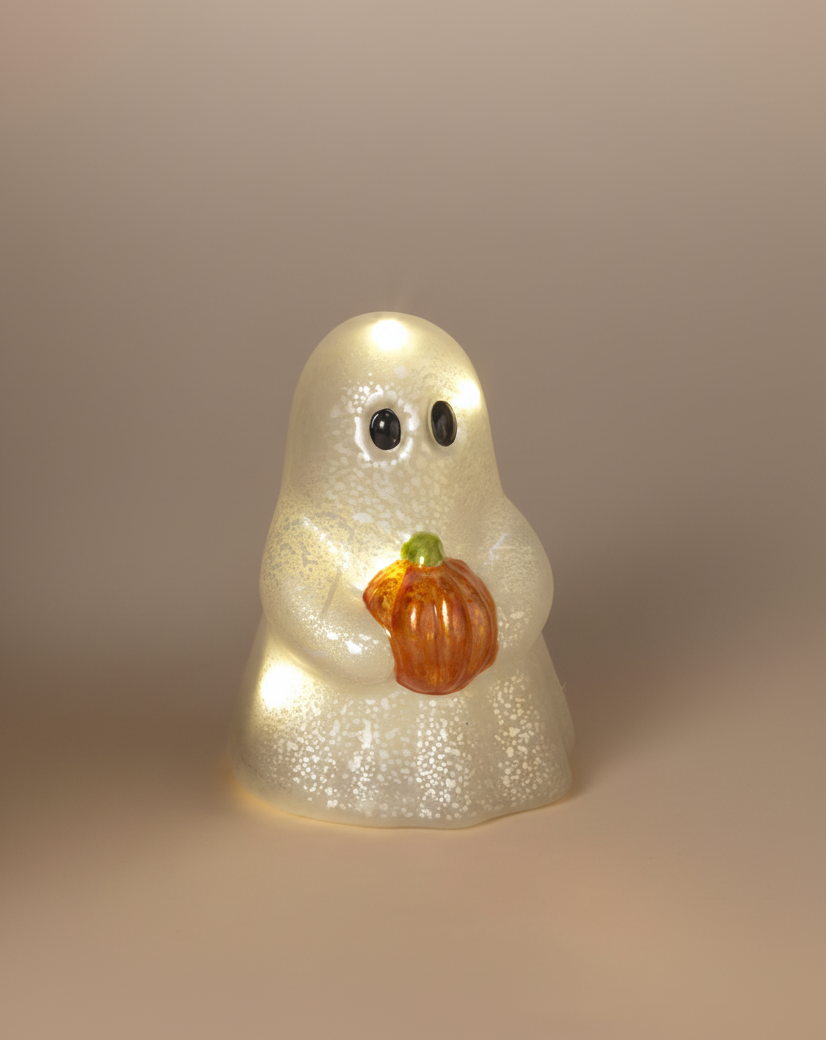 Lighted Hand-Blown Mercury Glass Ghosts