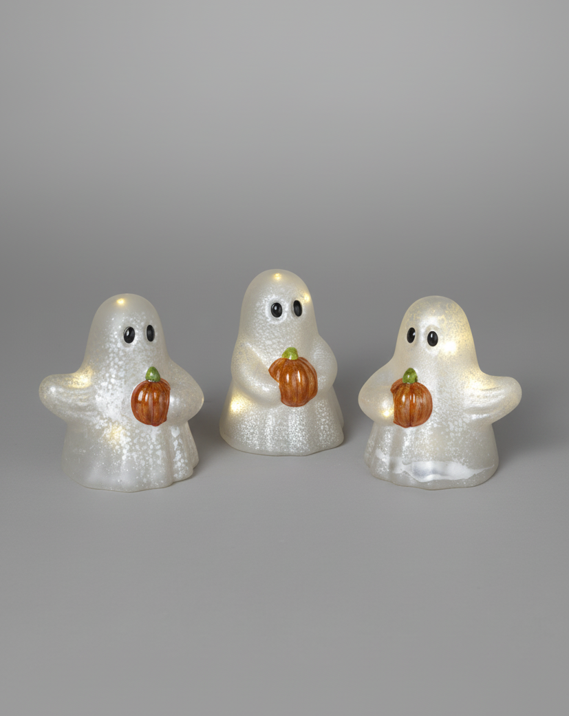 Lighted Hand-Blown Mercury Glass Ghosts