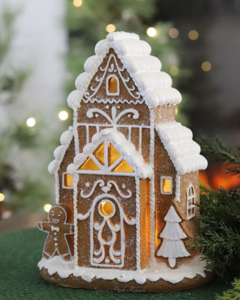 Light Up Resin Gingerbread House