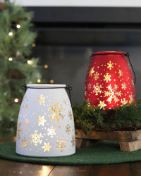 Lighted Glass Snowflake Design Lantern