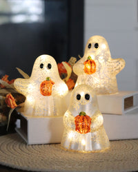 Lighted Hand-Blown Mercury Glass Ghosts