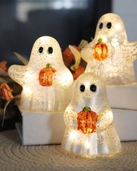Lighted Hand-Blown Mercury Glass Ghosts