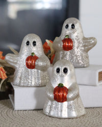 Lighted Hand-Blown Mercury Glass Ghosts