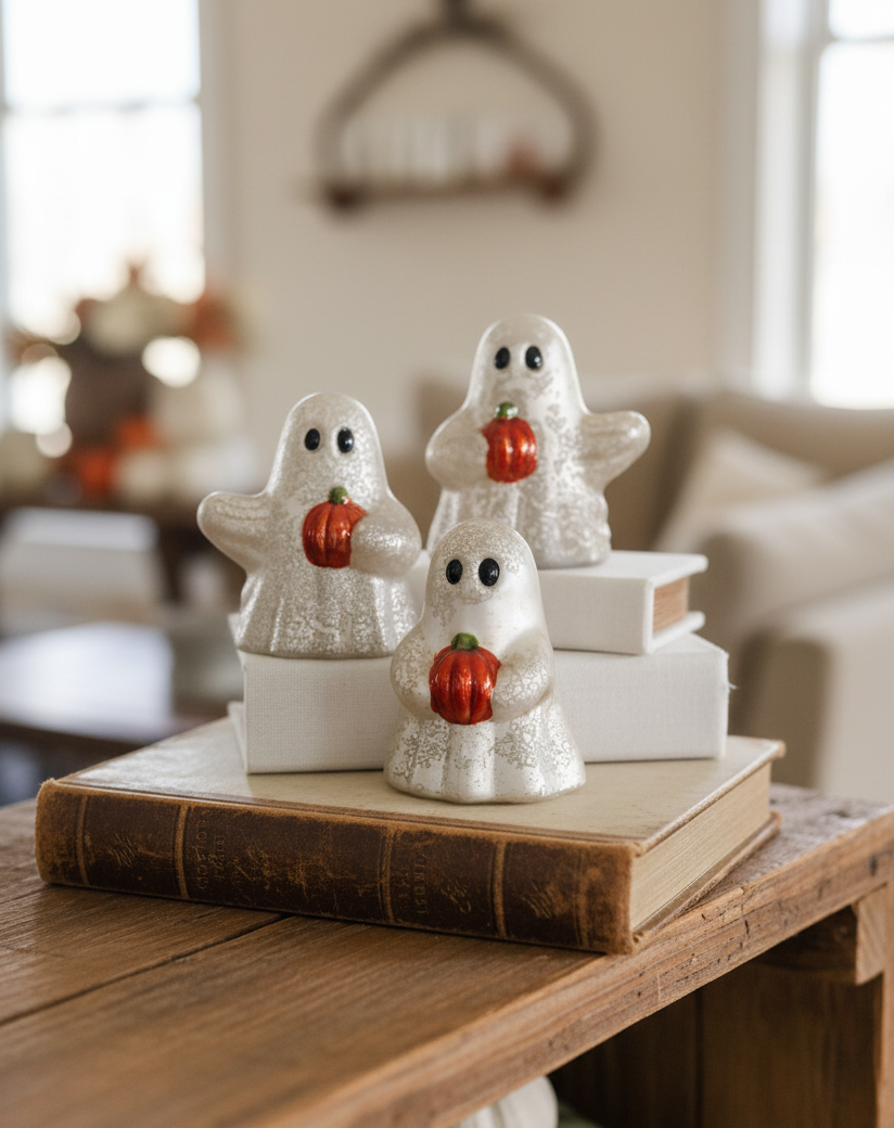 Lighted Hand-Blown Mercury Glass Ghosts