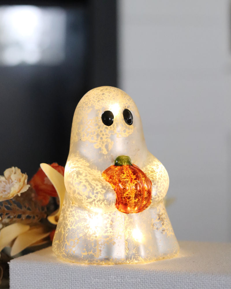 Lighted Hand-Blown Mercury Glass Ghosts