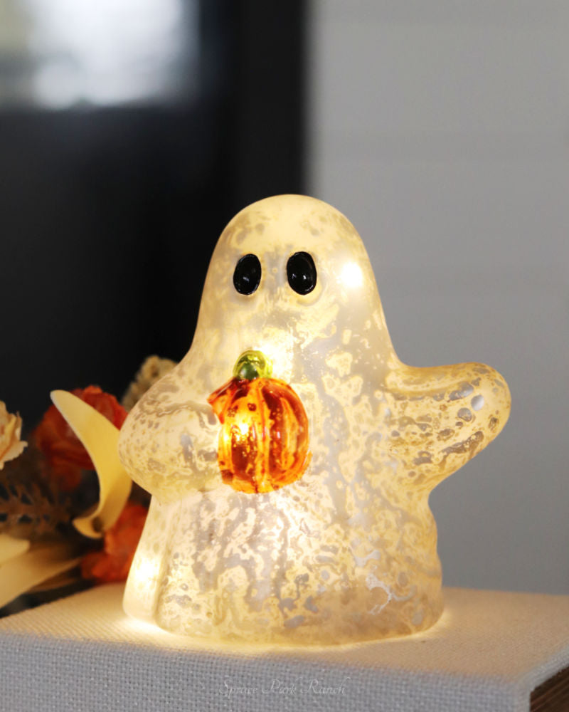 Lighted Hand-Blown Mercury Glass Ghosts
