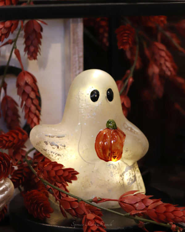 Lighted Hand-Blown Mercury Glass Ghosts