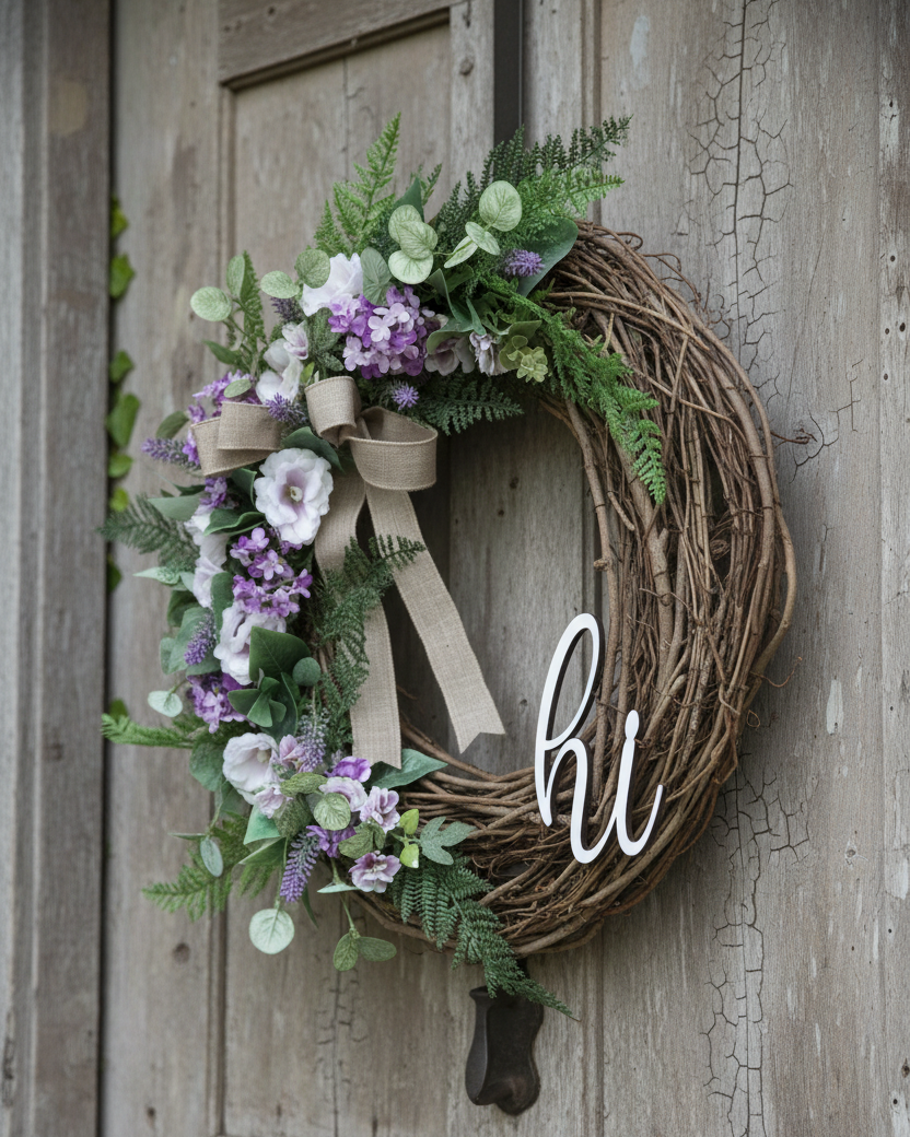 Hi Lilac and Lavender Fern Wreath