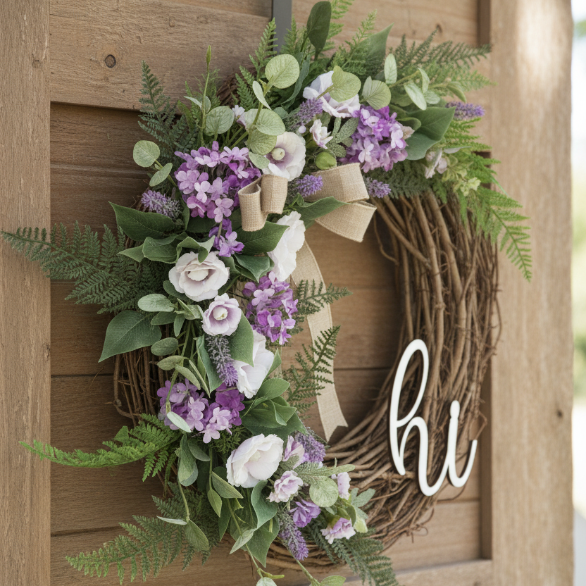 Hi Lilac and Lavender Fern Wreath