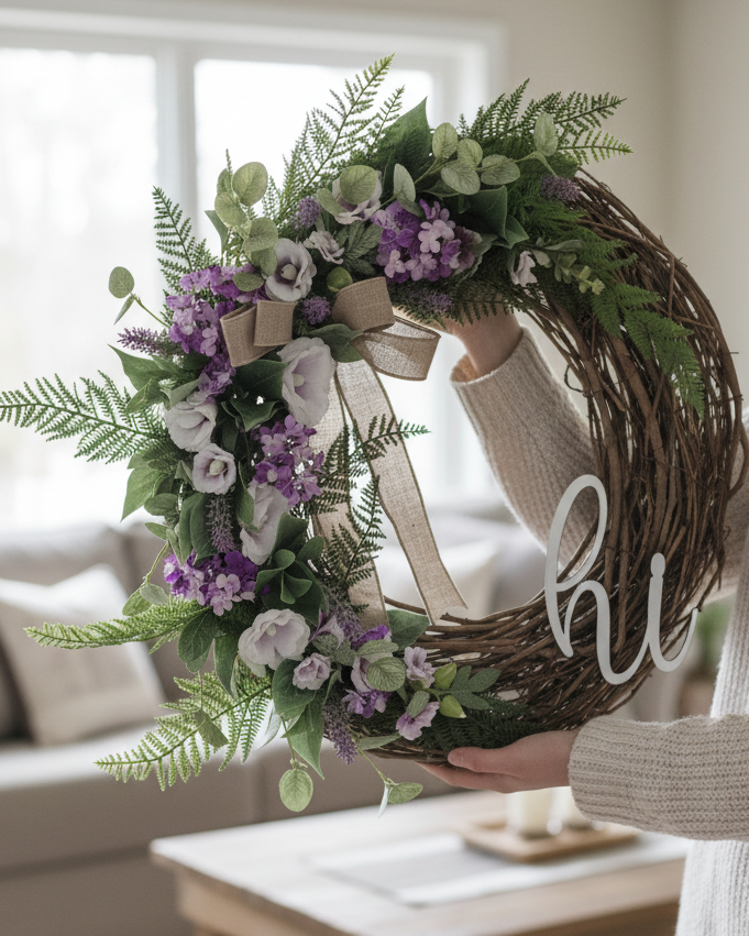 Hi Lilac and Lavender Fern Wreath