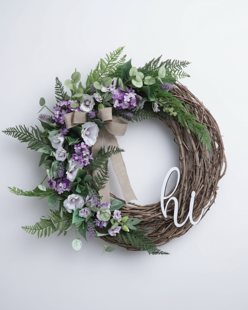 Hi Lilac and Lavender Fern Wreath