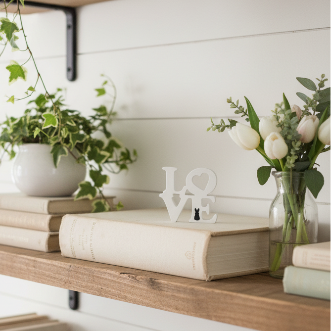 Love Cutout Sitter With Bunny