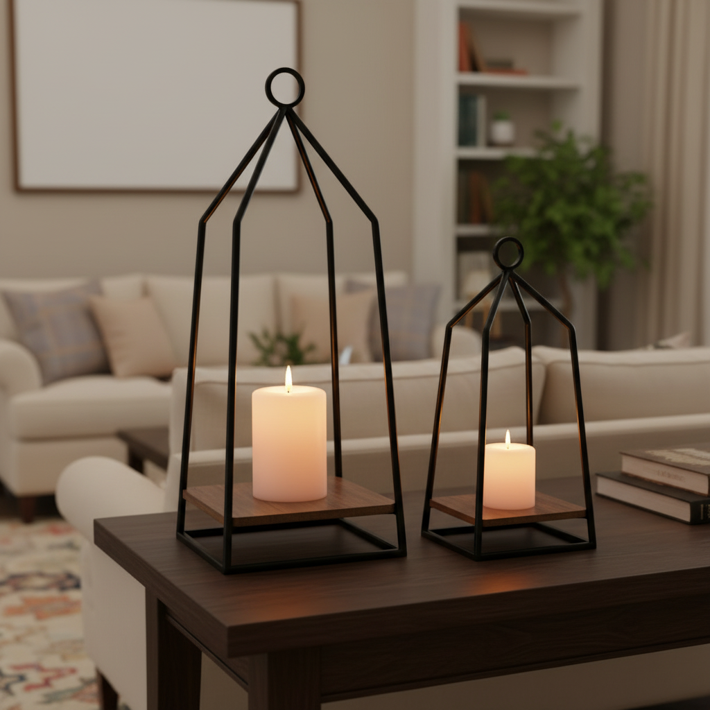 Black Iron Frame Open Lantern