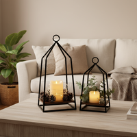 Black Iron Frame Open Lantern