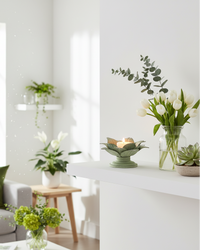 Green Metal Flower Candle Holder