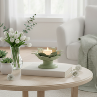 Green Metal Flower Candle Holder