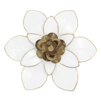 White and Gold Flower Metal Magnet