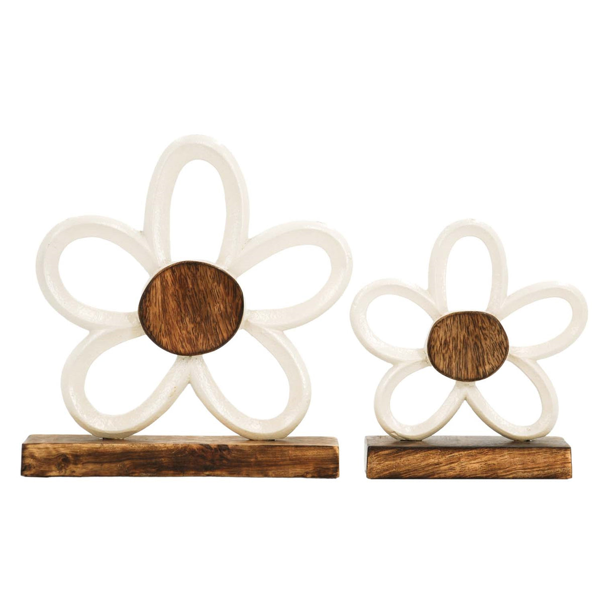 Cream Metal Daisy on Stand