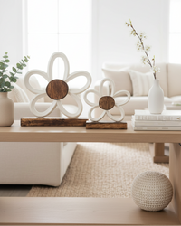 Cream Metal Daisy on Stand