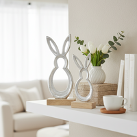 Cutout Metal Bunny on Stand