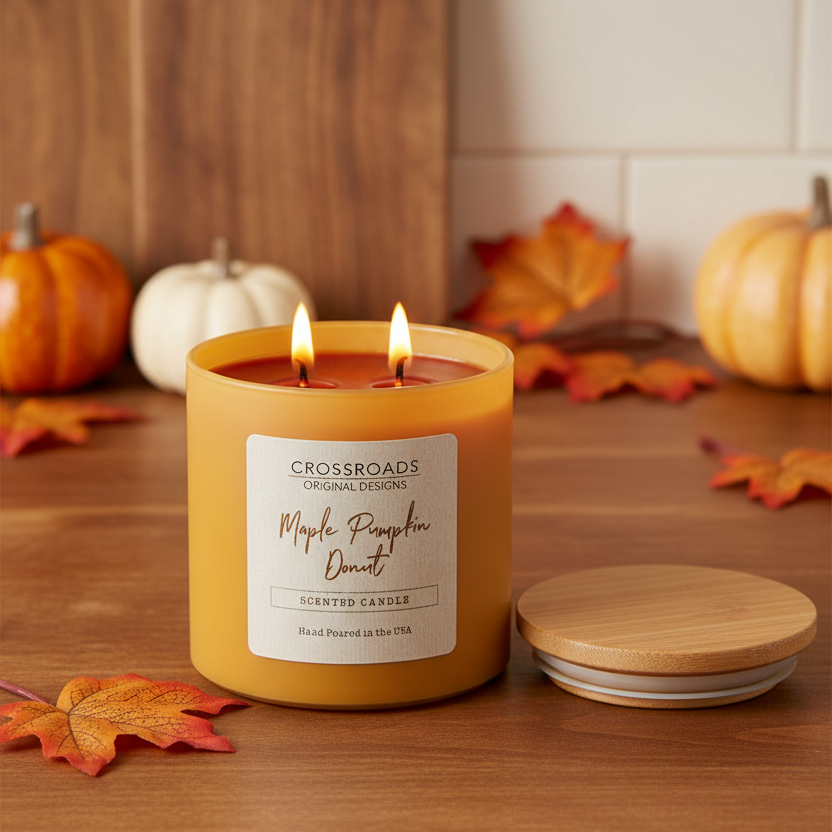 Crossroads Maple Pumpkin Donut Coloured Glass Jar Candle 14oz