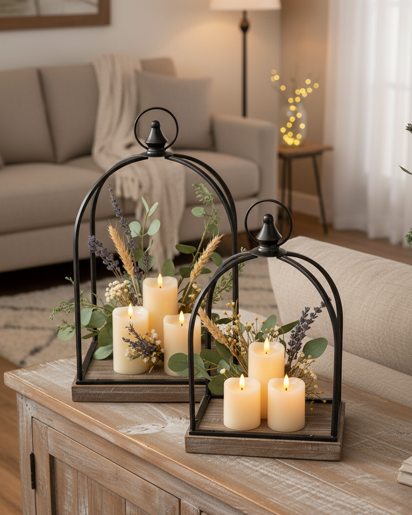 Metal and Wood Open Lantern With Final