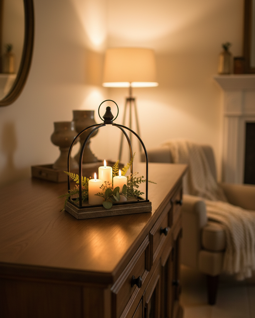 Metal and Wood Open Lantern With Final