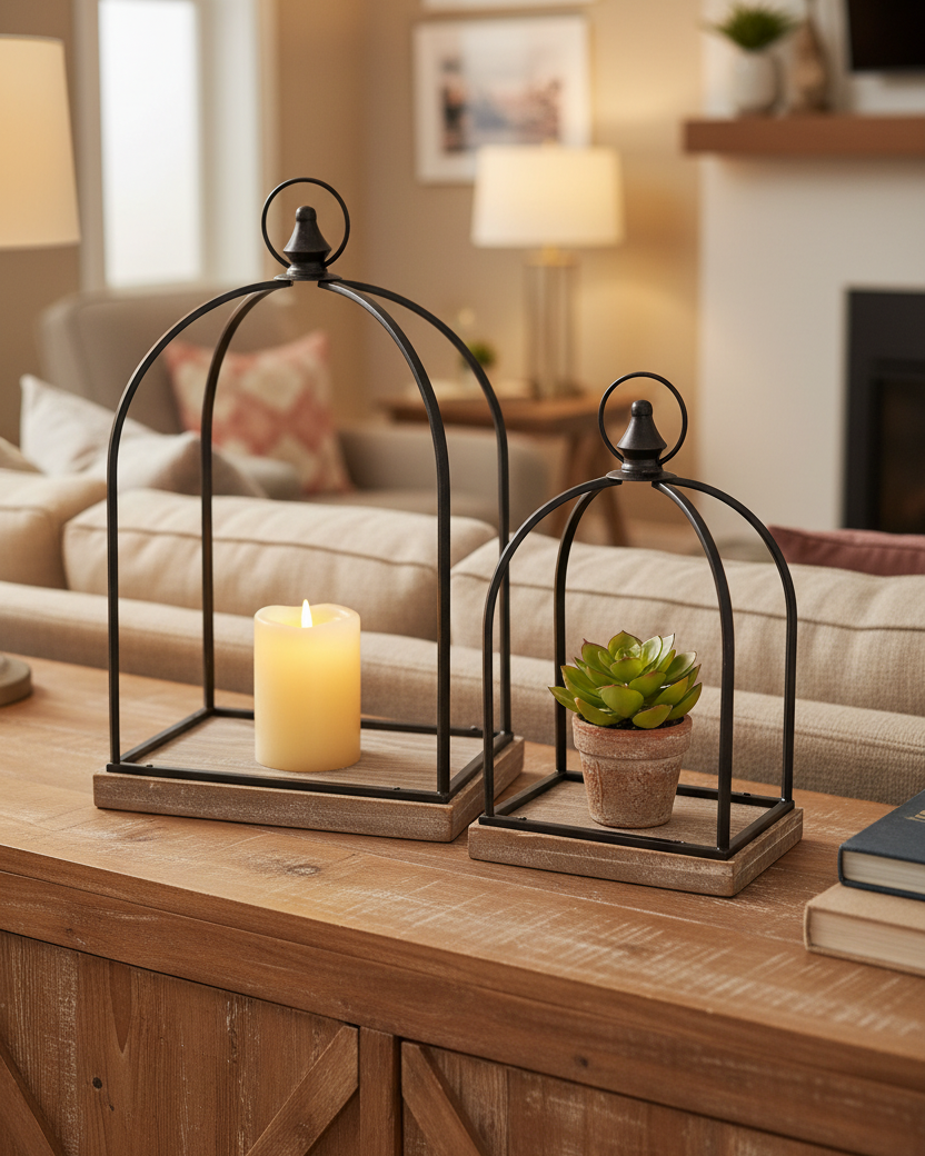 Metal and Wood Open Lantern With Final