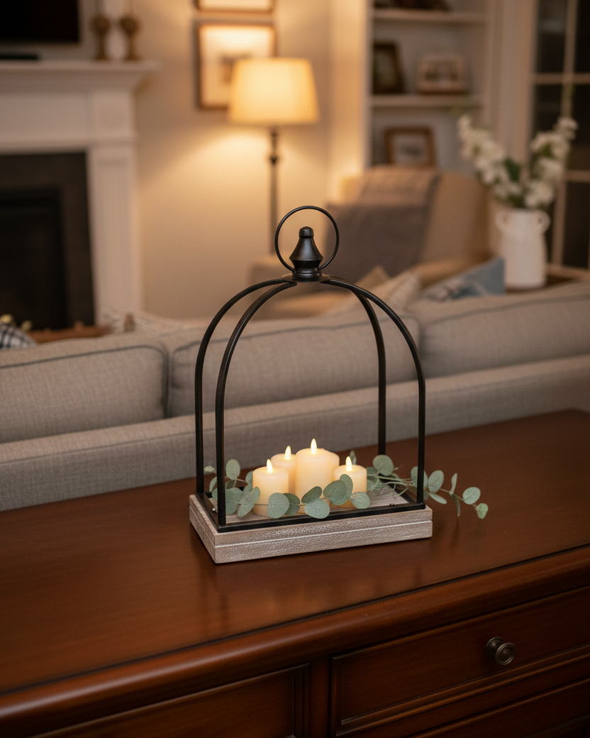 Metal and Wood Open Lantern With Final