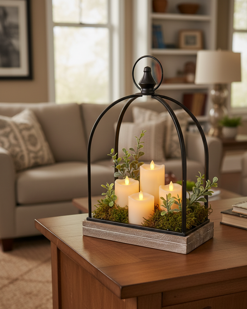 Metal and Wood Open Lantern With Final